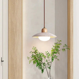 BISAM Modern Stone and Wood Design Ceiling Light – view 1