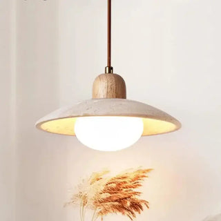 BISAM Modern Stone and Wood Design Ceiling Light – view 2