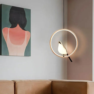 FODY Sculptural Bird and Luminous Halo Ceiling Light – view 1