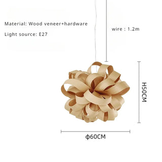 BIRALINE Organic Wood Ribbon Design Ceiling Light – view 8