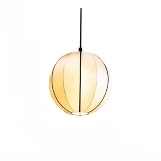 Japanese fabric shade chandelier with chrome suspension, designer ceiling lamp