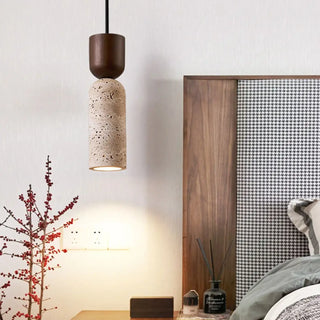 RECERET Natural Stone Wood Design Ceiling Light – view 1