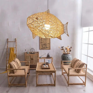 CARPE Natural Wicker Fish Design Ceiling Light – view 6