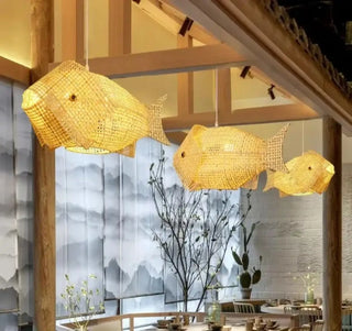 CARPE Natural Wicker Fish Design Ceiling Light – view 2