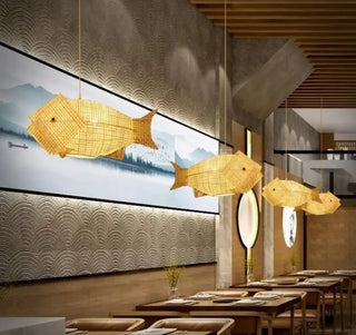CARPE Natural Wicker Fish Design Ceiling Light – view 3