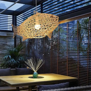 CARPE Natural Wicker Fish Design Ceiling Light – view 1