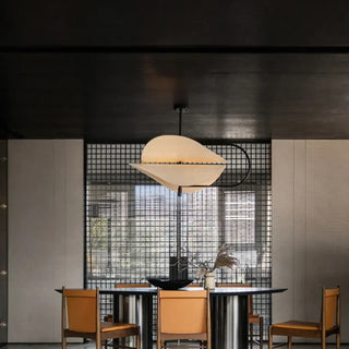 Fabric metal pendant light, sculptural designer hanging ceiling fixture