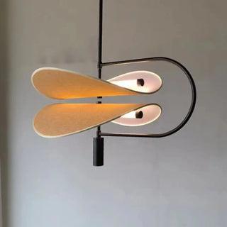 Modern sculptural pendant, fabric and metal ceiling fixture, designer lamp