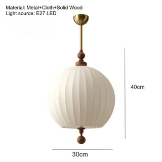 RATECOPO Natural Fabric Wood Design Ceiling Light – view 6