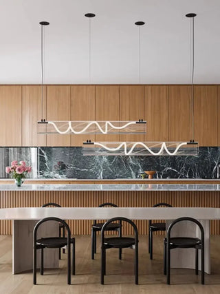 Designer LED pendant, twisted glass tube lamp, modern ambient ceiling light