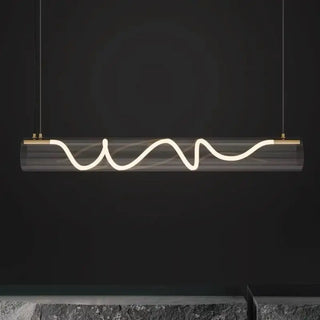 LED glass tube pendant lamp, twisted designer hanging light for dining room