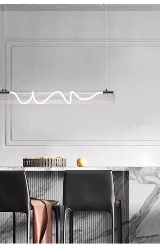 Modern twisted glass pendant light, LED ceiling fixture, designer interior lamp