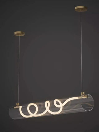 Twisted glass tube LED pendant light, designer modern ceiling fixture