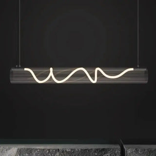Contemporary twisted tube glass pendant, LED designer ceiling fixture