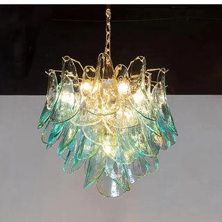 Designer colored glass and metal pendant light, modern ceiling fixture