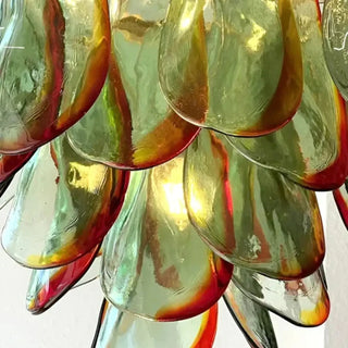Glass and metal pendant light, colorful designer modern ceiling fixture