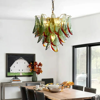 Contemporary colored glass pendant lamp, metal designer hanging ceiling fixture