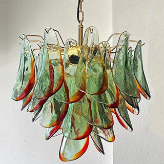 Designer colored glass lamp, metal frame modern ceiling pendant fixture