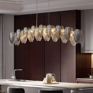 Botanical glass pendant, leaf pattern design, nature-inspired ceiling fixture