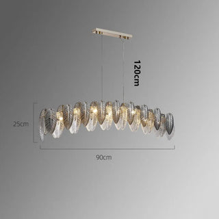 Designer botanical pendant, leaf glass shade, nature motif hanging ceiling light
