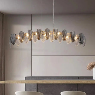 Leaf effect botanical glass pendant light, designer nature-inspired ceiling fixture