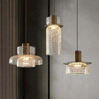 Contemporary textured glass gold pendant light, warm ambient ceiling fixture