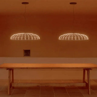 Dome shaped woven pendant light, natural fiber soft ambient ceiling fixture