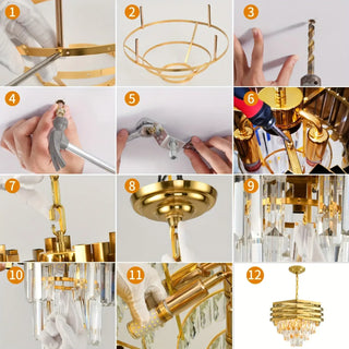 CRILY Gilded Luminous Crystal Luxury Ceiling Light – view 5