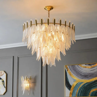 Sculpted glass Art Deco pendant light, gilded decorative ceiling fixture