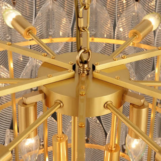Art Deco gilded pendant light, sculpted glass decorative ceiling hanging fixture