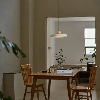 Organic pumice pendant lamp in white, natural stone-effect hanging ceiling fixture