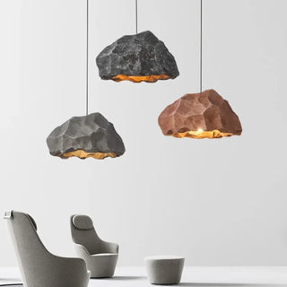 Rock effect pendant light, modern stone texture ceiling hanging fixture