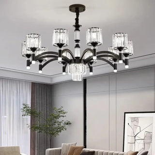 MECRI Elegant Black Metal and Crystal Ceiling Light – view 2