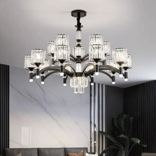 MECRI Elegant Black Metal and Crystal Ceiling Light – view 4