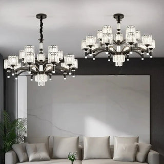 MECRI Elegant Black Metal and Crystal Ceiling Light – view 3