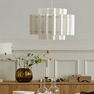 Pleated pendant light with organic sculptural shade — designer ceiling lamp