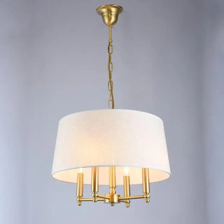 Polished copper chandelier illuminated — modern adjustable chain ceiling lamp