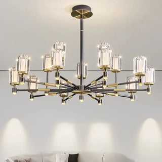 Modern elegant pendant, ribbed glass metal frame ceiling hanging fixture