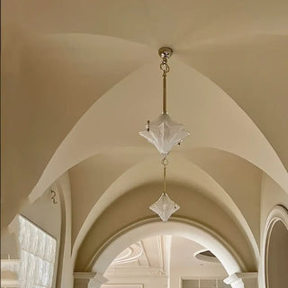 Star pendant light with clear glass shade, elegant hanging ceiling lamp for living room
