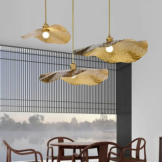 MATUS Gold Lotus Leaf Hammered Aluminium Ceiling Light – view 1
