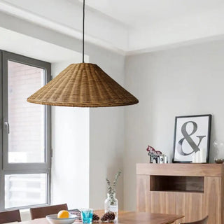 Warm ambient bohemian pendant light, natural fiber suspension ceiling fixture