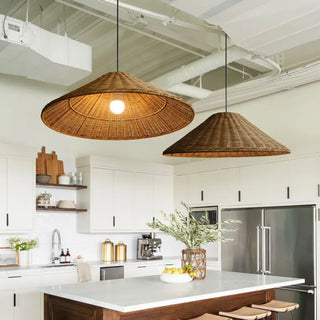 Designer natural fiber pendant lamp, bohemian warm ambient suspension ceiling light