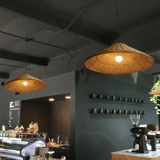 Bohemian pendant light, natural fiber warm ambient suspension lighting fixture