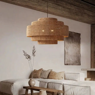 BITIONA Natural Fiber Bohemian Design Ceiling Light – view 4