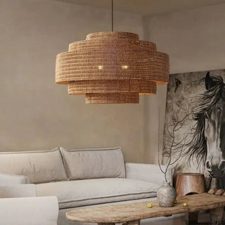 BITIONA Natural Fiber Bohemian Design Ceiling Light – view 2