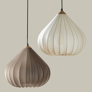 Contemporary organic fig pendant light, white brown ceiling hanging fixture