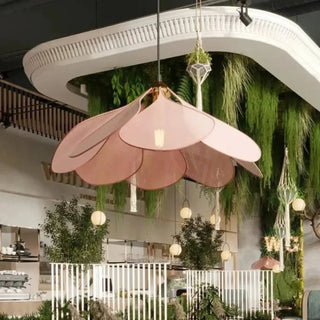 PETALE Pink Rattan Petal Flower Pendant – view 1