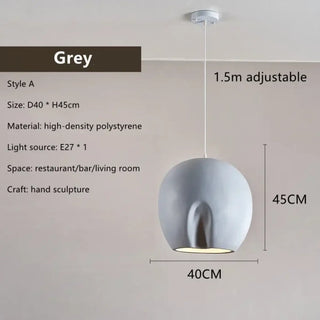 Contemporary curved pendant lamp, organic soft luminaire ceiling fixture
