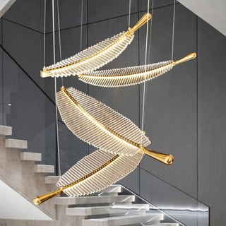 PLUXE Feather Shape Crystal Gilded Ceiling Light – view 2
