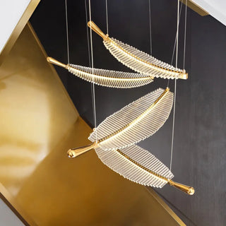 PLUXE Feather Shape Crystal Gilded Ceiling Light – view 4